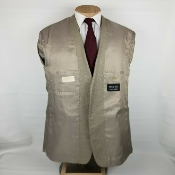 Michael Kors Mens Sport Coat 46L Brown Houndstooth - Picture 8 of 11